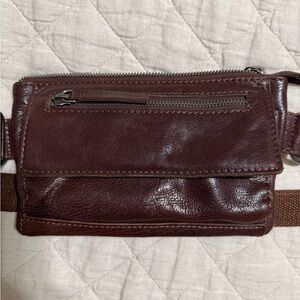 Elegant Brown Leather Women's Belt Bag